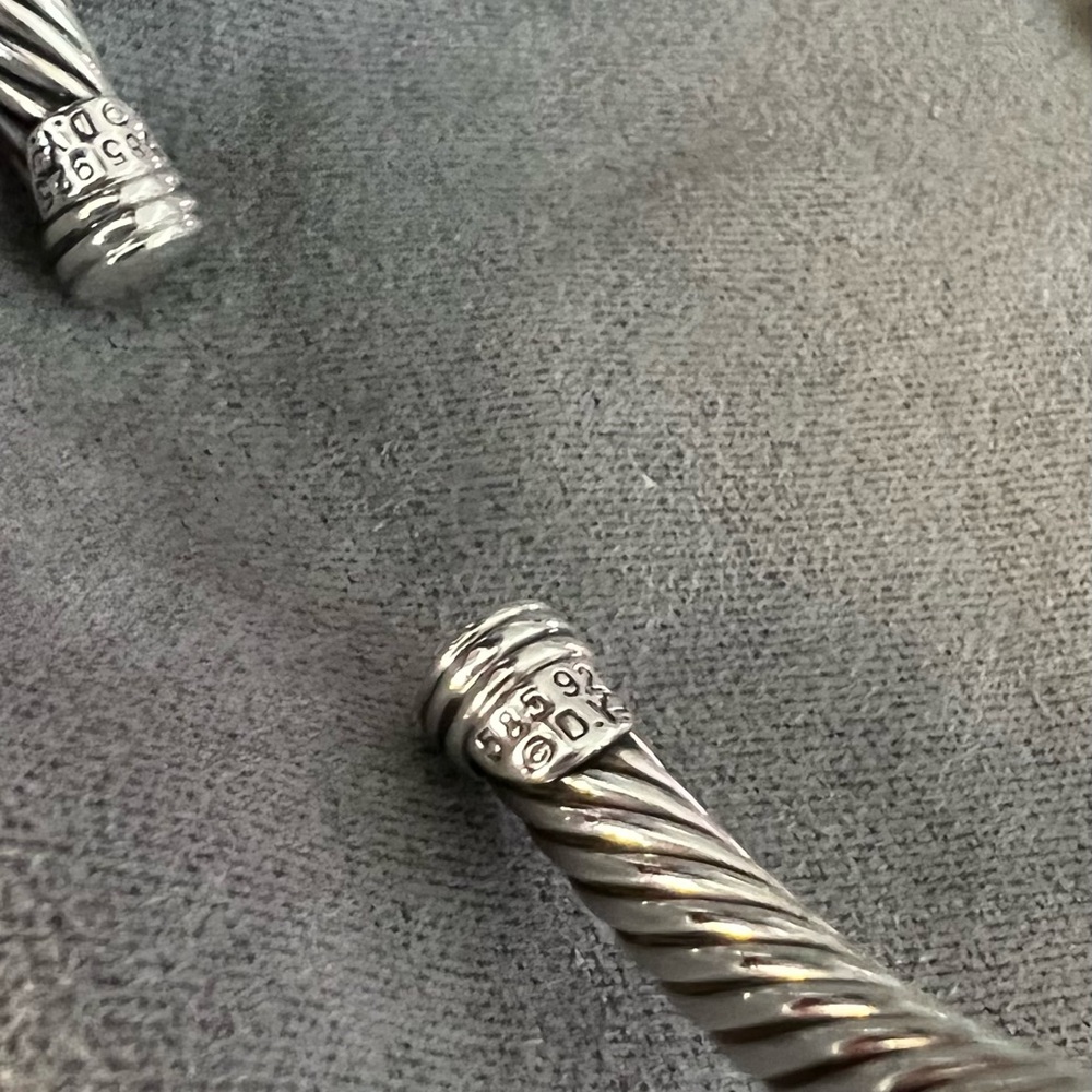 David Yurman Sterling Silver and 14k Renaissance 5mm Cable Cuff Bracelet RETIRED - Picture 8 of 10